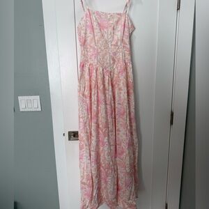 Floral Pink and Cream Maxi Sundress
